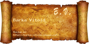 Barka Vitold névjegykártya